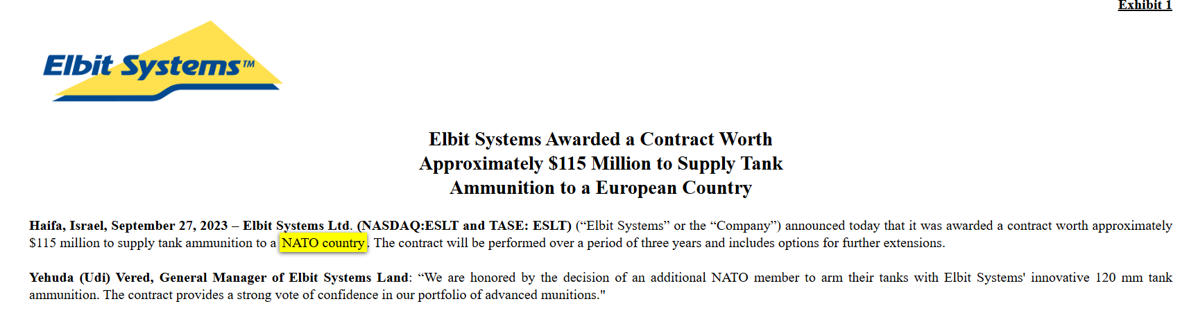 NATO country - Elbit Systems